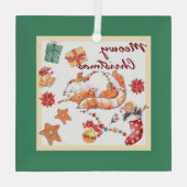 Meowy Kerstmis Gekke kat Glas Ornament (Achterkant)