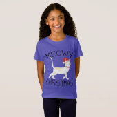 Meowy Kerstmis - Grappig kerstfeest T-shirt (Voorkant volledig)