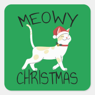 Meowy Kerstmis - Grappig kerstfeest Vierkante Sticker