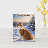 Meowy Kerstmis Kaart (Gele Bloem)