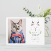 Meowy Kerstmis | Kat-foto Feestdagenkaart (Staand voorkant)