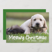 Meowy Kerstmis Kat Hond Familie Foto Feestdagenkaart (Voorkant / Achterkant)