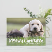 Meowy Kerstmis Kat Hond Familie Foto Feestdagenkaart (Staand voorkant)