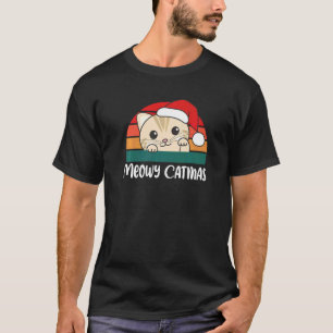 Meowy Kerstmis Kat Kerst Kat Woordspeling T-shirt