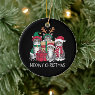 Meowy Kerstmis Kat Xmas Grappige Katten Liefhebber Keramisch Ornament