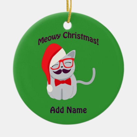 Meowy Kerstmis! Keramisch Ornament (Voorkant)