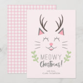 Meowy Kerstmis | Kerst van de Cute Cat Pun Feestdagenkaart (Voorkant / Achterkant)