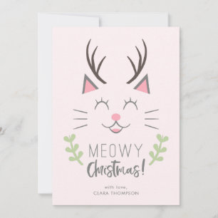 Meowy Kerstmis   Kerst van de Cute Cat Pun Feestdagenkaart