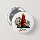 "Meowy Kerstmis" Kitten Button (Voorkant /achterkant)
