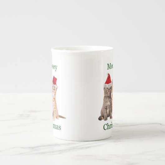 Meowy Kerstmis Kitten China Mok (Voorkant)