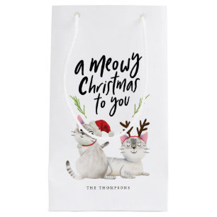 Meowy Kerstmis Kitty Cat Santa Antlers Klein Cadeauzakje