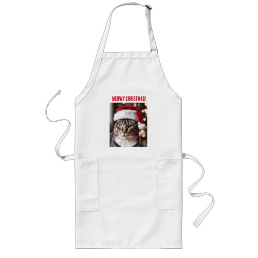 Meowy Kerstmis! Lang Schort (Voorkant)