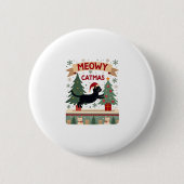 Meowy Kerstmis, Lelijke Kersttrui, Kattenkerst Ronde Button 5,7 Cm (Voorkant)