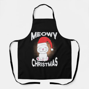 Meowy Kerstmis met kerstkat Schort