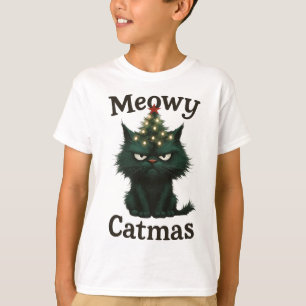 Meowy Kerstmis Moody kat T-shirt