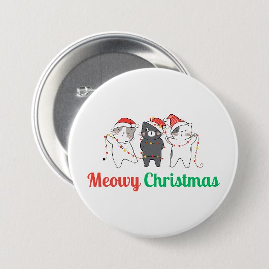 Meowy Kerstmis Ronde Button 7,6 Cm (Voorkant /achterkant)