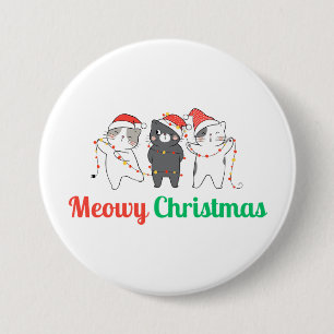 Meowy Kerstmis Ronde Button 7,6 Cm