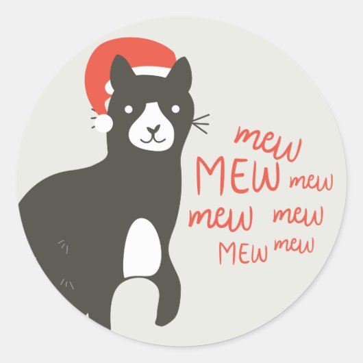 Meowy Kerstmis Ronde Sticker (Voorkant)
