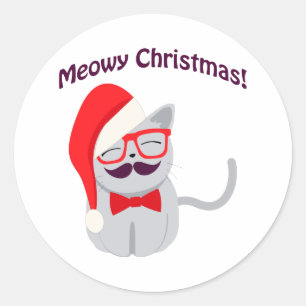 Meowy Kerstmis! Ronde Sticker