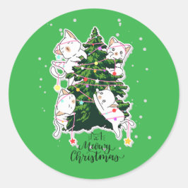 Meowy Kerstmis Ronde Sticker