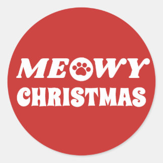 Meowy Kerstmis Ronde Sticker