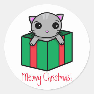 Meowy Kerstmis Ronde Sticker