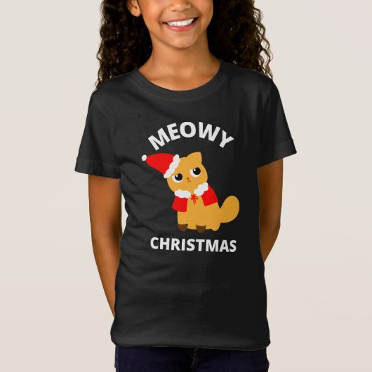 Meowy Kerstmis T-shirt (Voorkant)