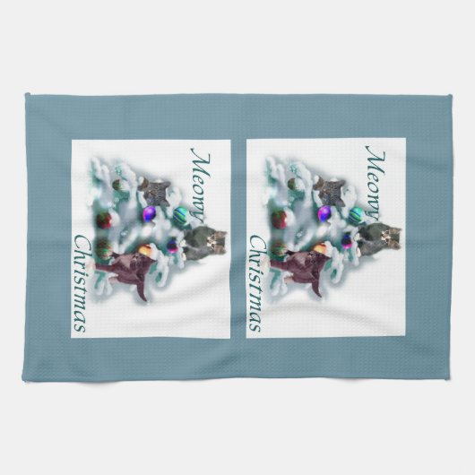 Meowy Kerstmis Theedoek (Horizontaal)