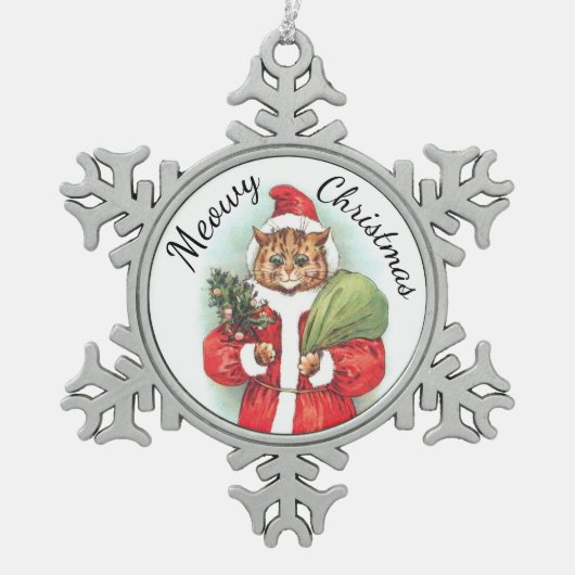 Meowy Kerstmis Tin Sneeuwvlok Ornament (Voorkant)