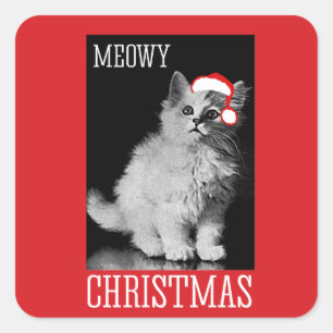 Meowy Kerstmis Vierkante Sticker