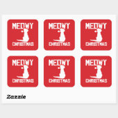 Meowy Kerstmis Vierkante Sticker (Vel)