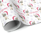 Meowy kerstsiamese kattenpapier cadeaupapier (Rol Hoek)
