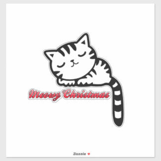 Meowy kerstslaapje Kat Sticker