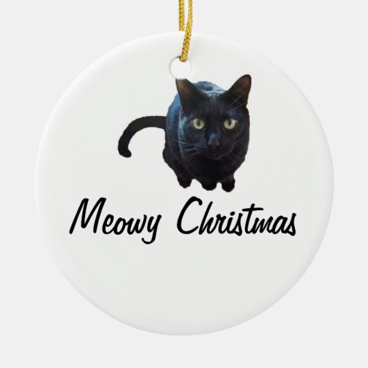 Meowy Kerstversier Keramisch Ornament (Voorkant)