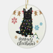 Meowy Kerstzwarte kat Keramisch Ornament (Links)