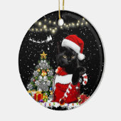 Meowy Kerstzwarte kat Keramisch Ornament (Links)