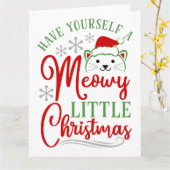 Meowy Little Kerstmis Kaart (Gele Bloem)