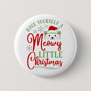 Meowy Little Kerstmis Ronde Button 5,7 Cm