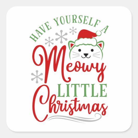 Meowy Little Kerstmis Vierkante Sticker (Voorkant)