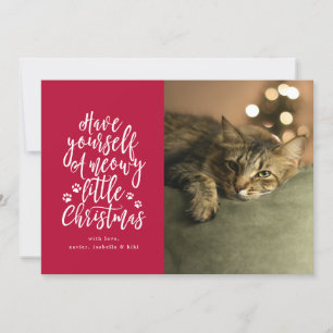 Meowy Little KerstRed Holiday-fotokaart Feestdagenkaart