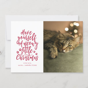 Meowy Little KerstWhite Holiday-fotokaart Feestdagenkaart