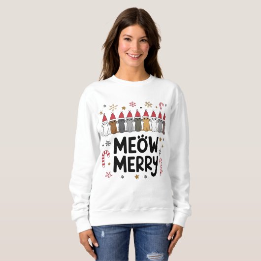 Meowy Merry Catmas Sweatshirt (Devant entier)