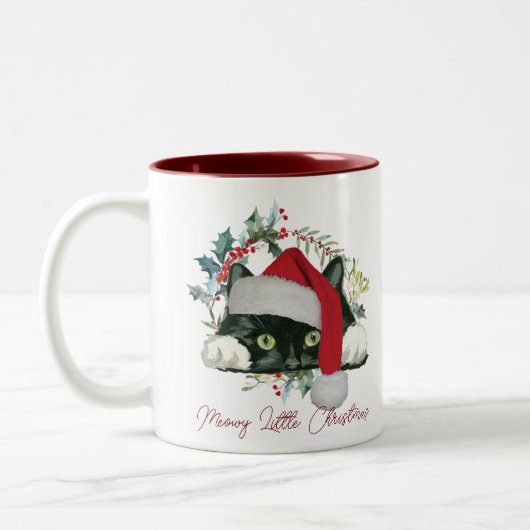 meowy noël chat de vacances santa hat mug (Gauche)