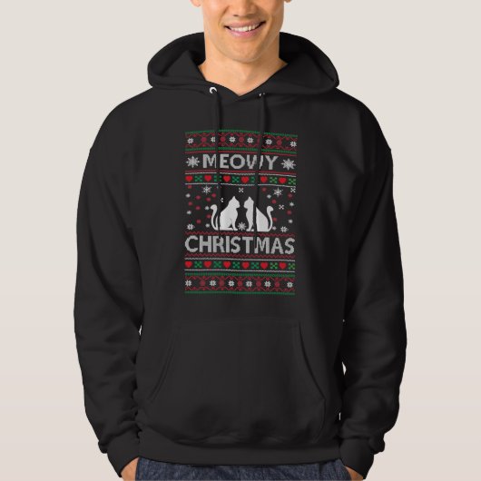 Meowy noël - laides sweat - shirt à capuche de Noë (Devant)