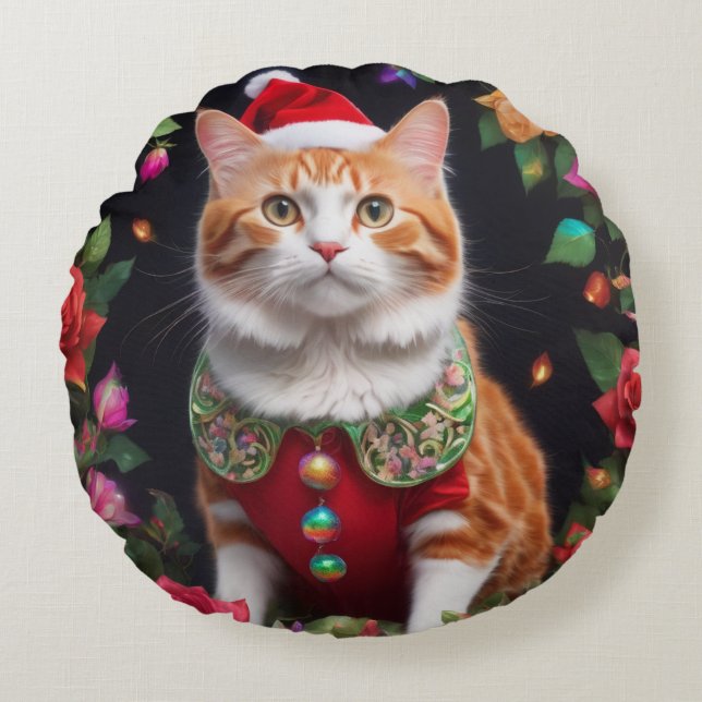 Meowy Rond Kussen (Voorkant)