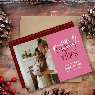 Meowy Vibes Joyeux Carte photo plat de Noël