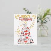 Meowy Xmas Funny Chats Christmas Tree Foil Carte p (Debout devant)
