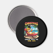 Meowy Xmas Summer Christmas In July Chillin Cool C Magneet (Voorkant / Achterkant)