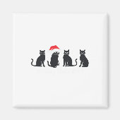 Meowys Christmas Black Cat Santa Hats Cadeau Anim Magneet (Voorkant)