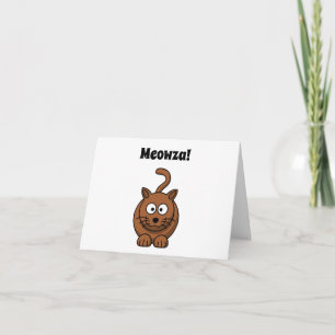 Meowza! Grappig Bruin Kitty Cat Cartoon Design Kaart